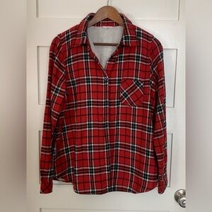 e. Luna Red Plaid Shirt with Sherpa Lining